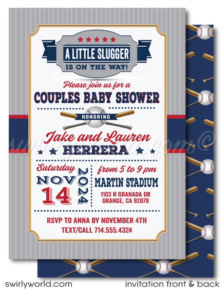 Baseball ticket store baby shower invitations