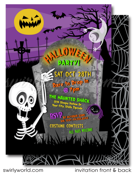 skeleton birthday party invitations