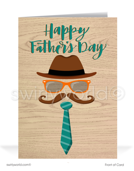 Fathers Day Hat Glasses Mustache Greeting Card