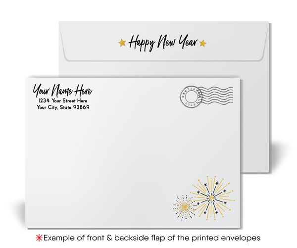 2024 Black & Gold Happy New Year Cards w/ White Envelopes (25 Count) –  Market On Mainstreet