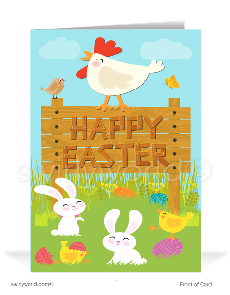 Cute Business Happy Easter Greeting Cards for Customers