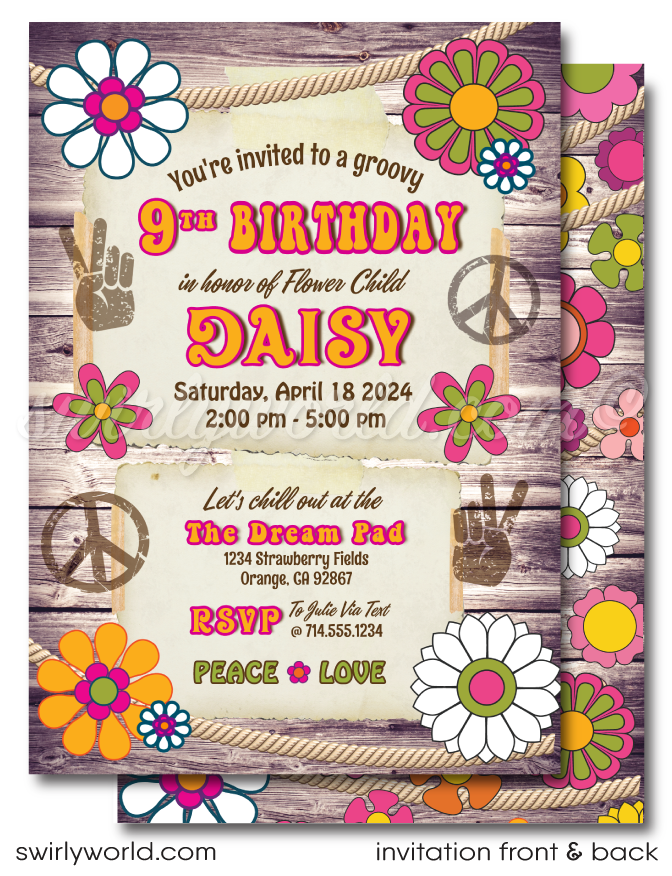 70s party invitations templates