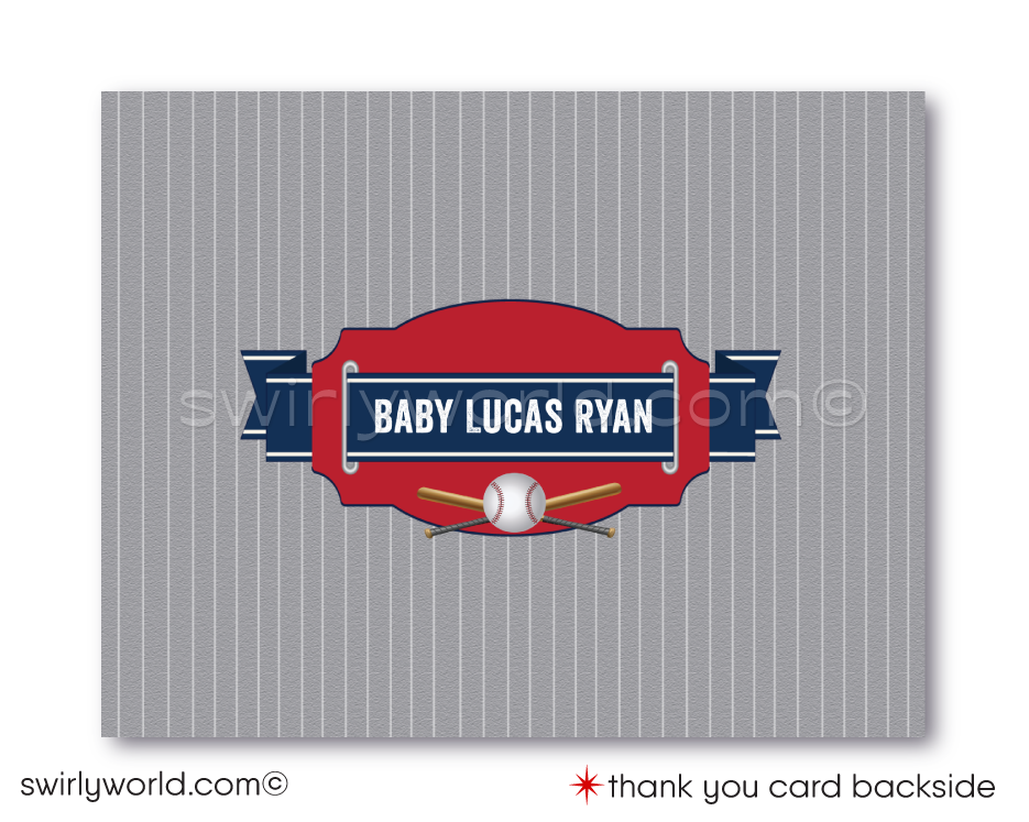 All-Star Sports Baseball Little Slugger Couples' Baby Shower Invitation Set - Printed Bundle