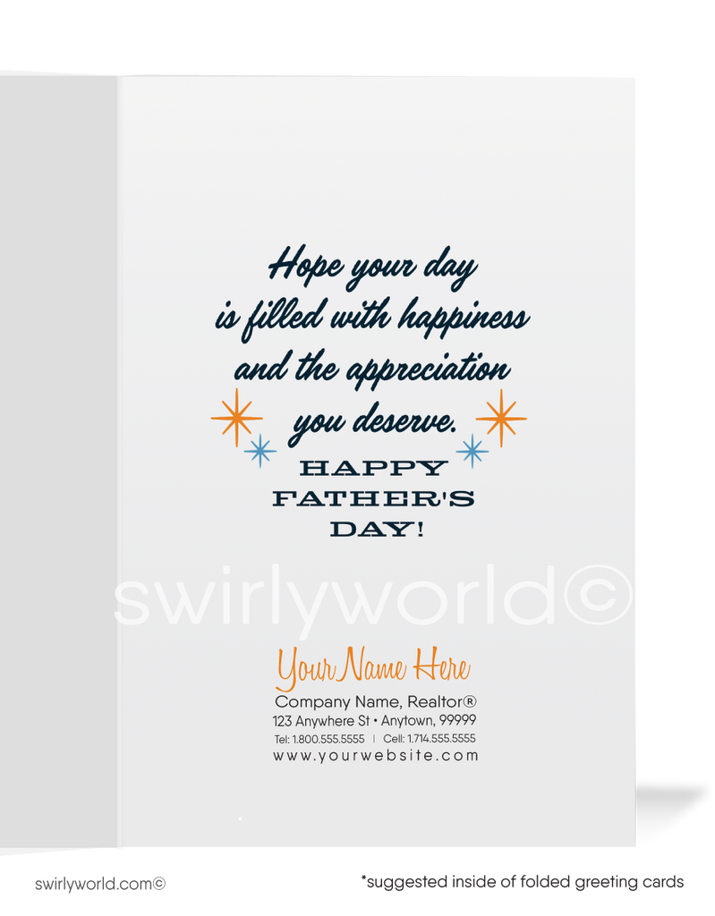 Retro Vintage 1960s Mid-Century Modern Style Happy Father's Day Digital Cards