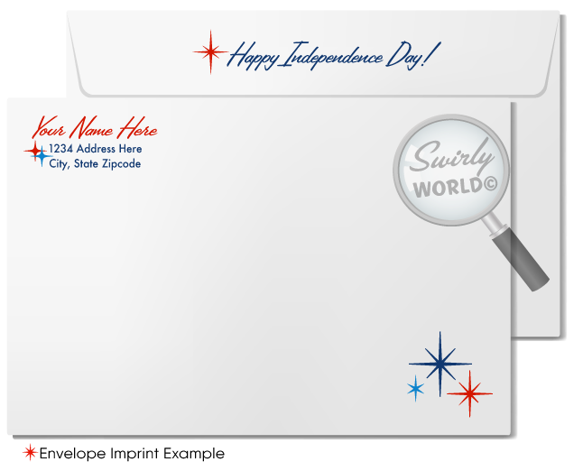 Customizable Realtor 4th of July Independence Day Greeting Cards with Patriotic Mid-Century House