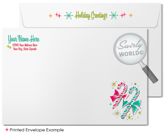 1950s Atomic Snowflake Holiday Photo Card - Retro Mid-Century Modern Christmas Card - Editable Template