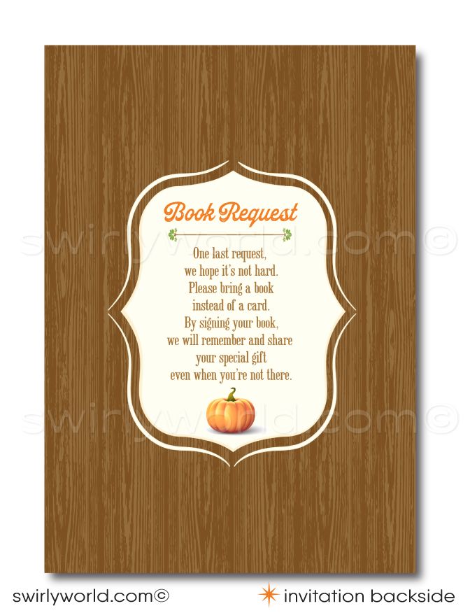 Little Pumpkin Fall Autumn Halloween Printed Baby Shower Invitations and Thank You Cards