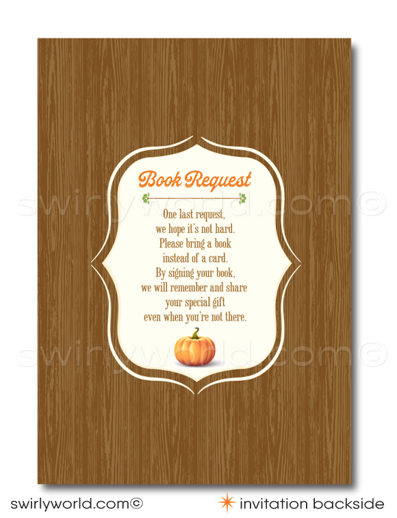 Celebrate the upcoming arrival of your little one with our adorable "Little Pumpkin On the Way" Fall Autumn-themed baby shower invitation and thank you card set. This charming digital download is ideal for setting a cozy, festive atmosphere at a baby shower during the enchanting fall season or a Halloween-themed event.