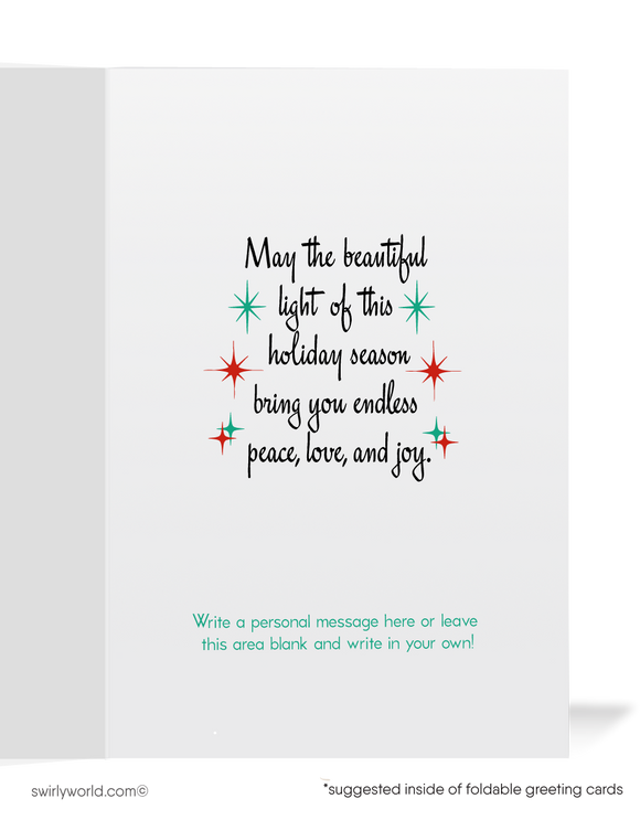 Mid-Century Mod Retro 1960s Angel with Atomic Starbursts Vintage "Noel" Christmas Card