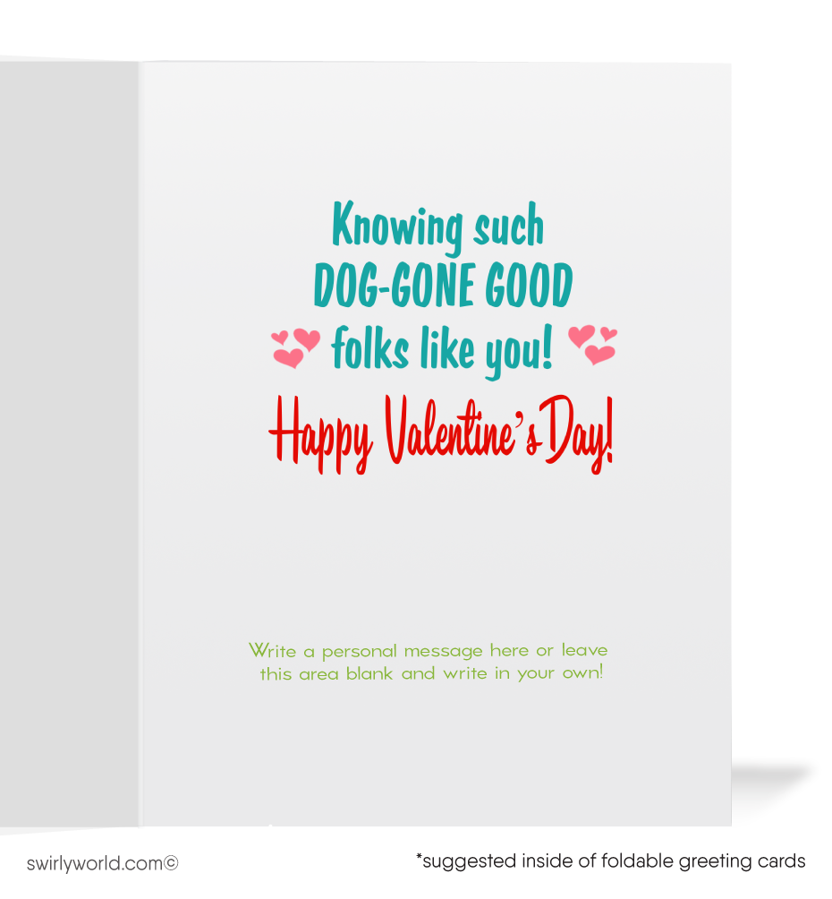 Vintage 1950s-Style Valentine’s Day Card – Kitschy Puppy with Heart and Playful Message, "It’s Pawsome… Knowing DOG-GONE GOOD Folks Like You!"