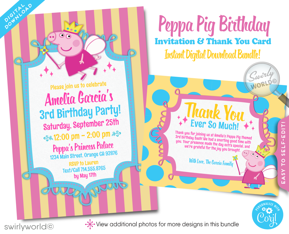 6 Invitations Peppa Pig - My Party Kidz