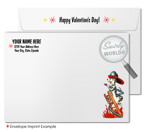 Charming 1940s-1950s Vintage-Inspired Valentine's Day Cards: Firefighter and Dalmation