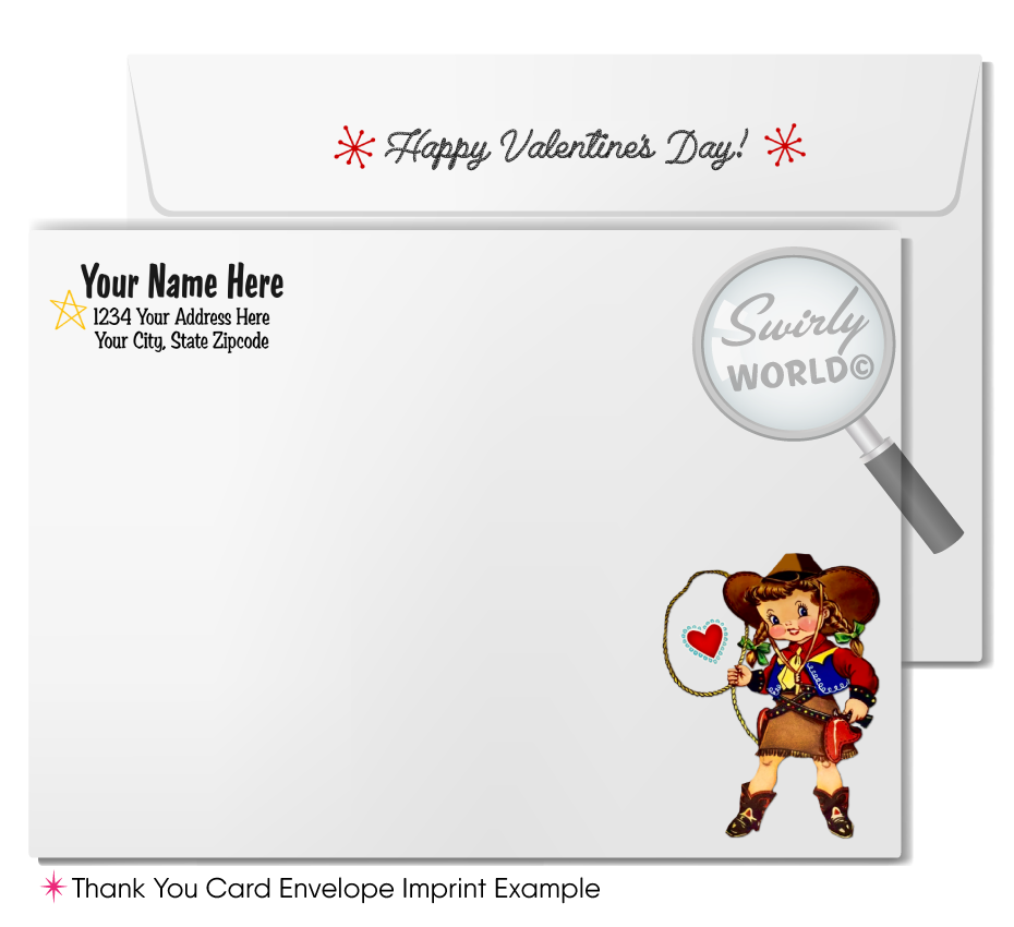 Vintage 1950s Kitschy Valentine Card – Retro Cowgirl Branding Heart, "You're Just My Brand!"