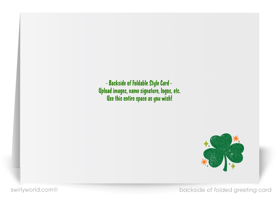 Mid-Century Modern St. Patrick’s Day Greeting Card – Retro Shamrocks & Atomic Starbursts