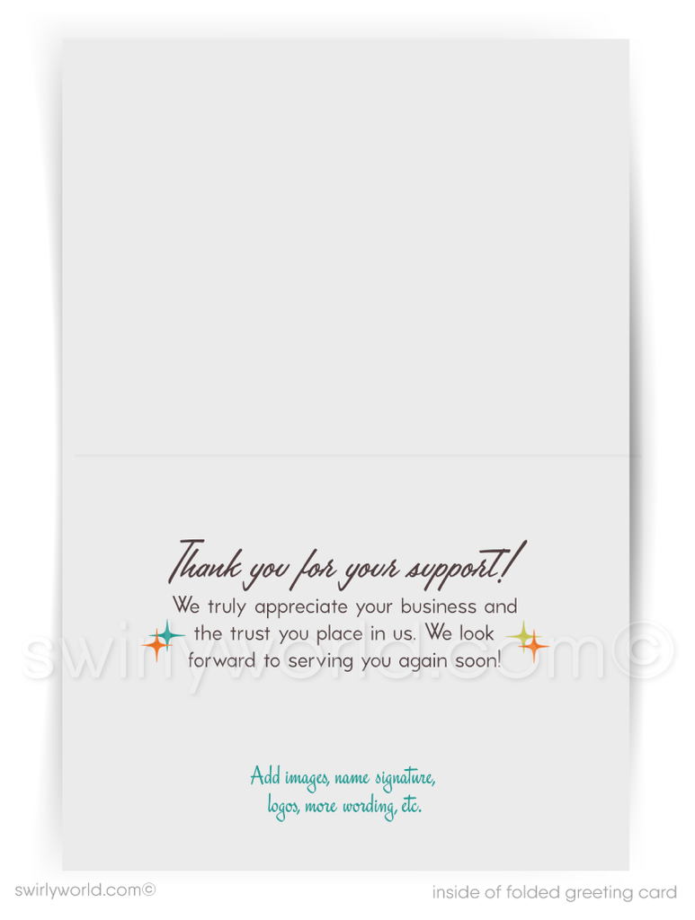 Mid-Century Modern Thank You Card – Retro Boomerang Design with Vintage Typography