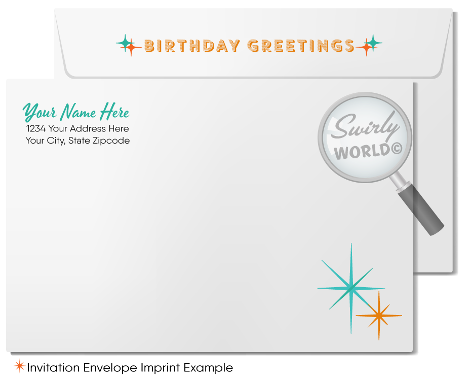 Celebrate your clients' special day with our exclusive Happy Birthday cards featuring retro-style typography on a blue cross-stitch pattern background. Choose between folded or flat cards. Printed on thick card stock with matching envelopes. Upgrade to customized envelopes with your logo for a professional touch.