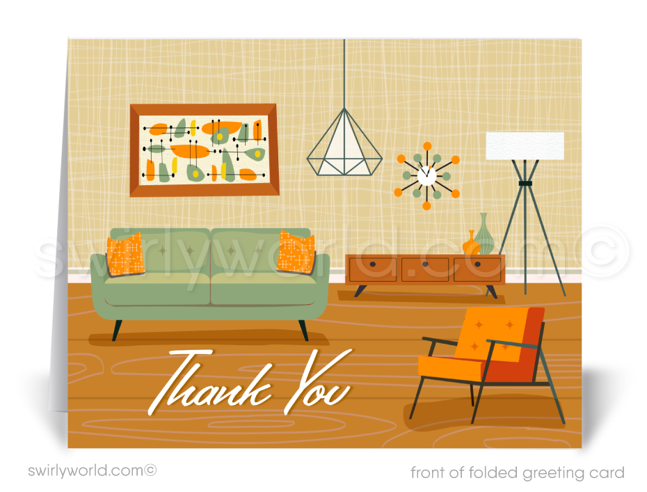 Mid-Century Modern Realtor Notecards – Customizable Atomic Ranch Greeting Cards for Clients & Prospects