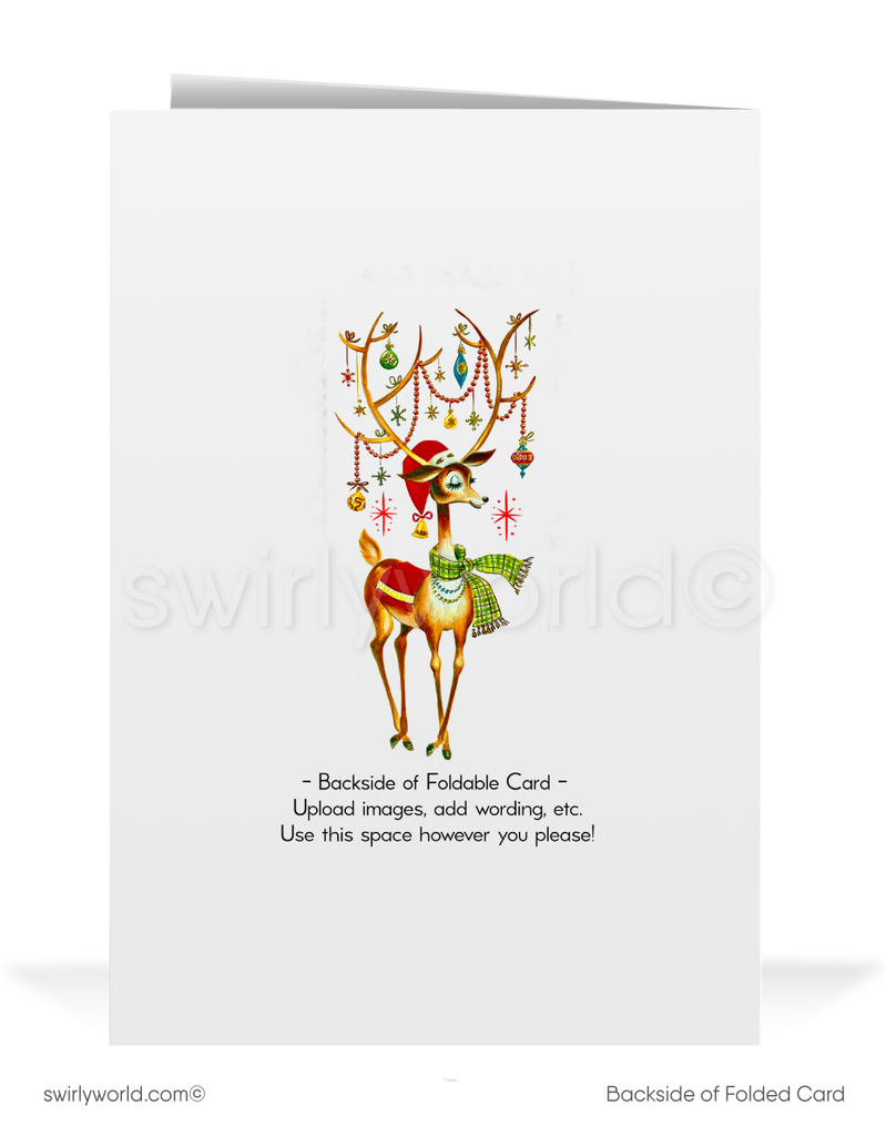 1950s Atomic Retro Mid Century Modern Deer Vintage MCM Holiday Cards