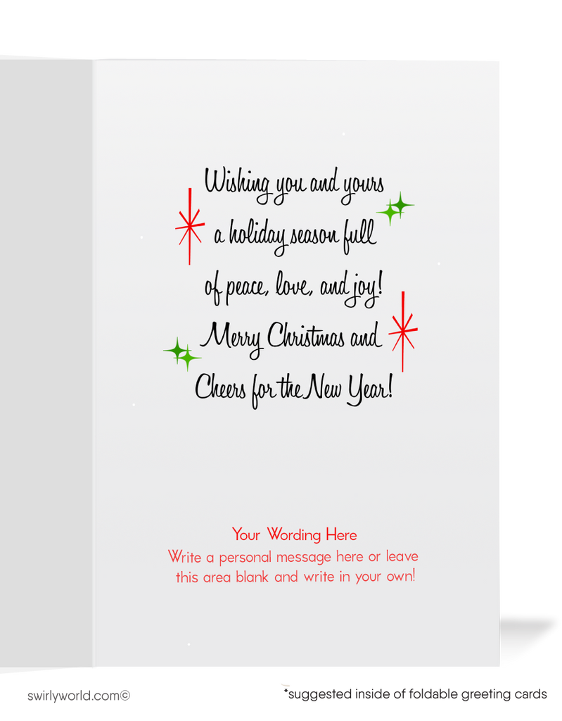 Retro 1950s Christmas Card – Santa on Chimney with Customizable 'Tis the Season Design