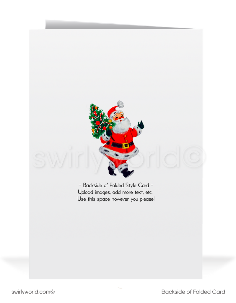 Retro 1950s Christmas Card – Santa on Chimney with Customizable 'Tis the Season Design