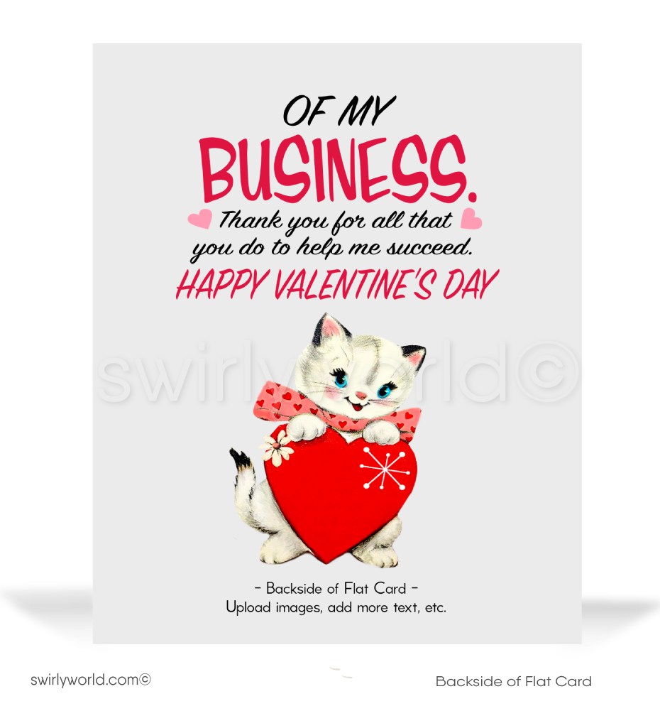 Vintage Kitschy Kitten Vintage Valentine’s Card - 1950s Retro Starburst Design