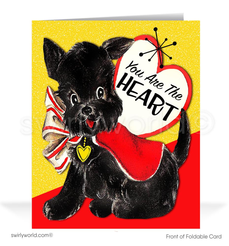 Vintage Cairn Terrier Valentine’s Card - 1950s Retro Kitschy Design