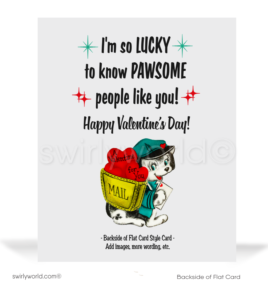 Vintage 1940s-1950s-Inspired Puppy Dog Valentine Card – Retro Atomic Mod Design