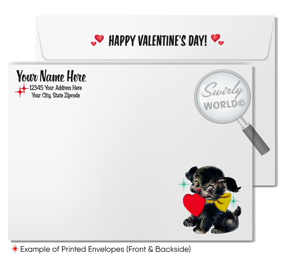 Vintage 1940s-1950s-Inspired Puppy Dog Valentine Card – Retro Atomic Mod Design