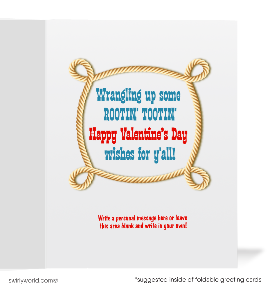 Charming 1940s-1950s Vintage-Inspired Valentine's Day Cards: Little Buckaroo Cowboy with Hearts