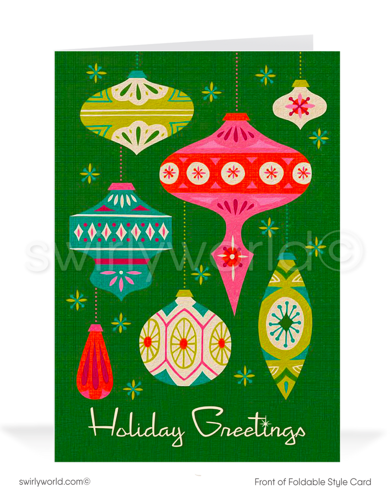 Retro Scandinavian Mid-Century Modern Starbursts Christmas Holiday Greeting Cards