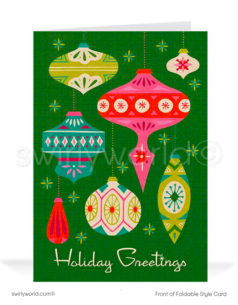 Retro Scandinavian Mid-Century Modern Starbursts Christmas Holiday Greeting Cards