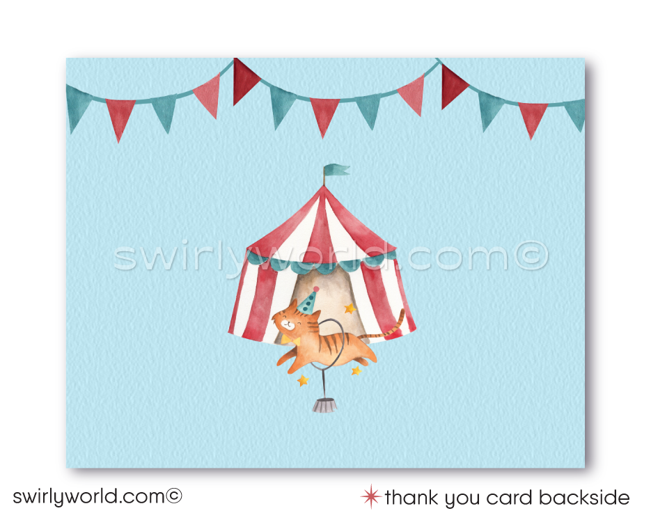 Gender Neutral French Cirque Carnival Circus Printed Baby Shower Invitations