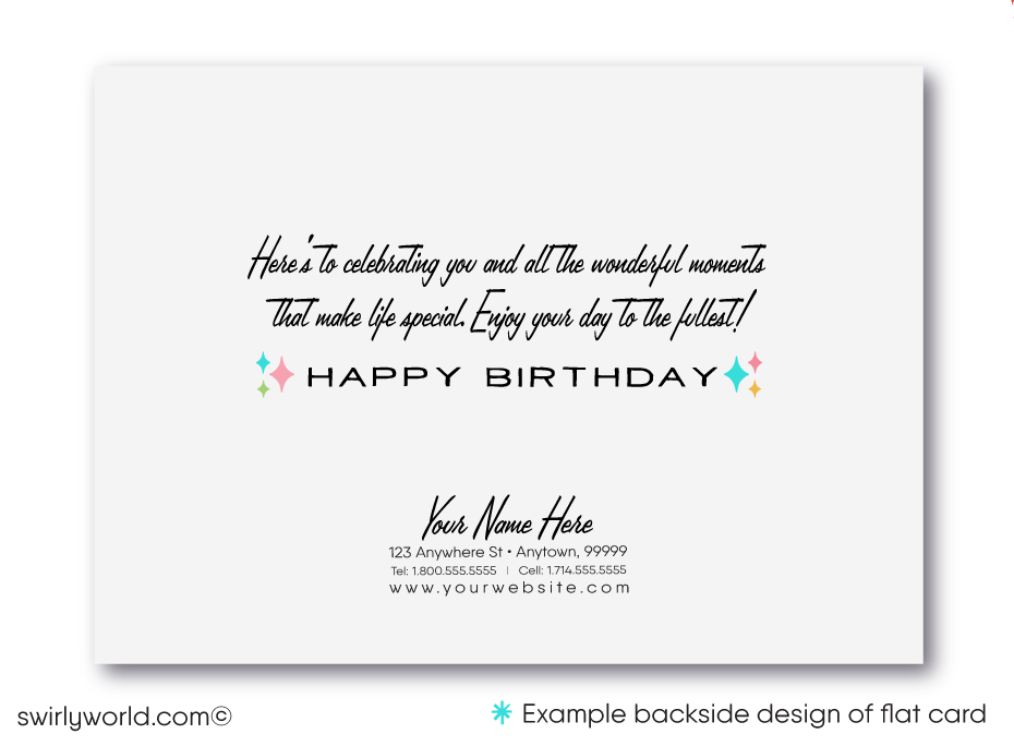 Exclusive Retro Mid-Century Modern Happy Birthday Business Greeting Card