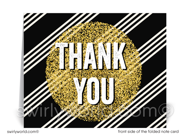 Black and Gold Client Thank You Cards for Business