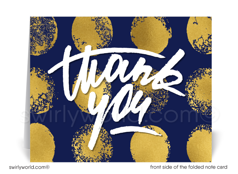 Navy Blue and Gold Professional Corporate Thank You Cards for Clients