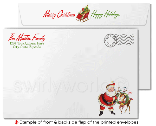Vintage Style Merry Christmas & Happy New Year Postcards - Pack of 10