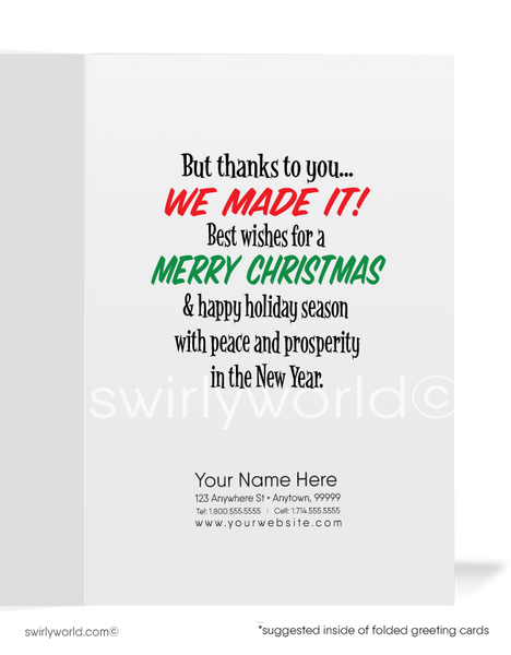 Rough Year Beat Up Santa Claus Merry Christmas Holiday Greeting Cards ...