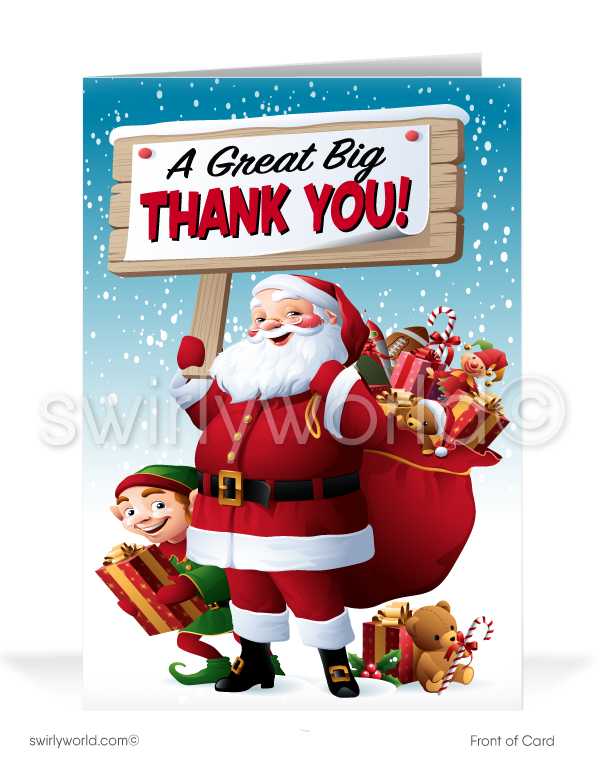 Santa Claus Merry Christmas Greeting Cards Swirly World Design