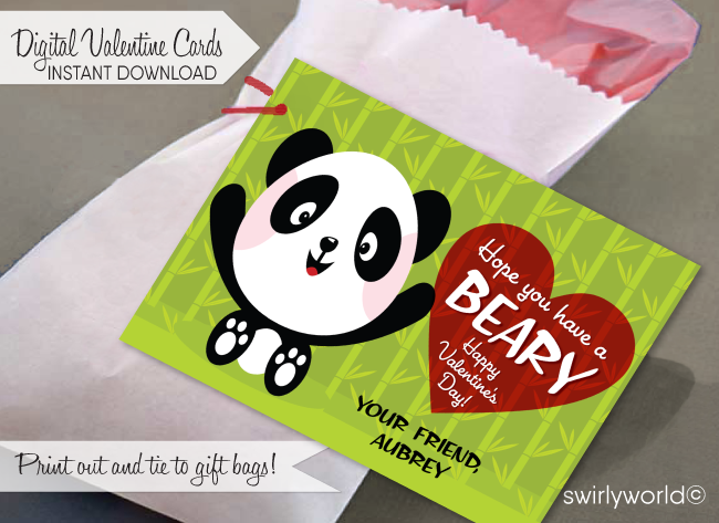 Beary Valentine Cards for School, Printable Valentines for Kids