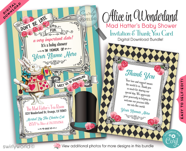 Alice Wonderland Pink Baby Shower Invitation - Vintage Wonderland