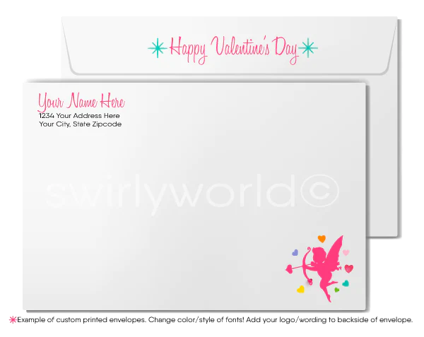 Digital Downloadable Retro Modern Cute Happy Valentine's Day Cards for Business Clients