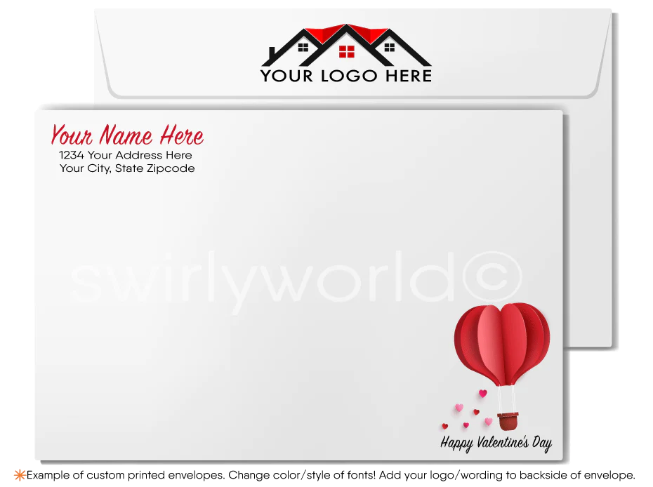 Digital Cute Balloon Hearts House Client Happy Valentine's Day Cards for Realtors®