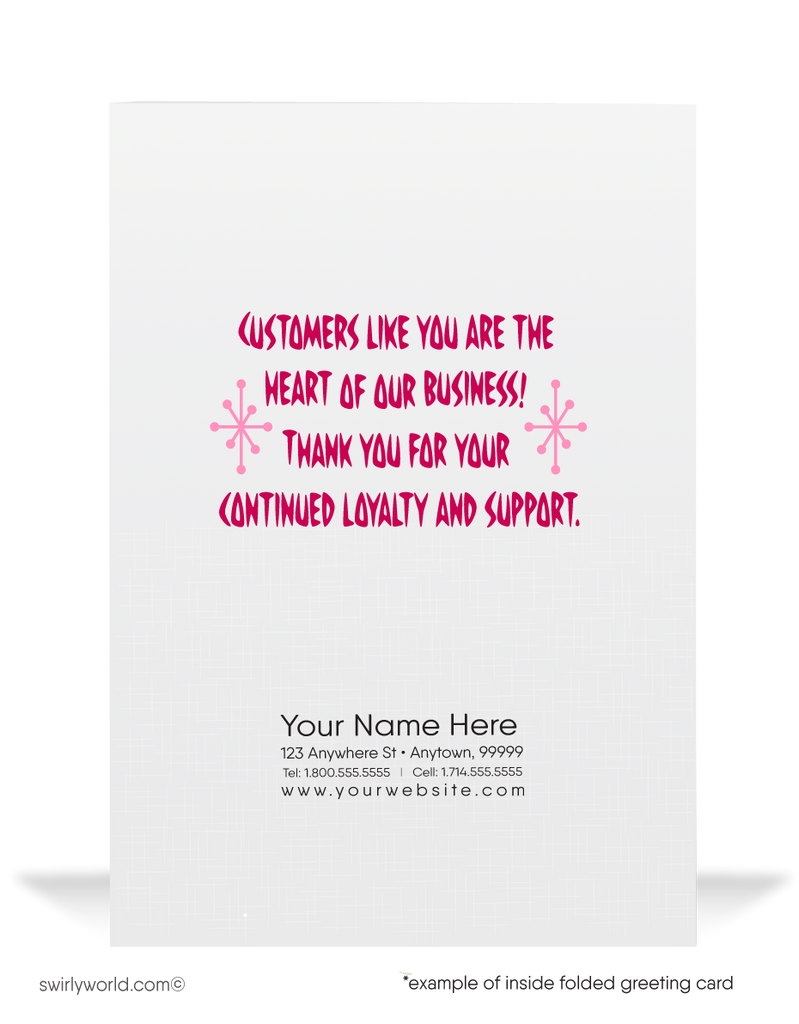 Digital Heart Of Our Business Retro Mid-Century Mod Happy Valentine's Day Cards