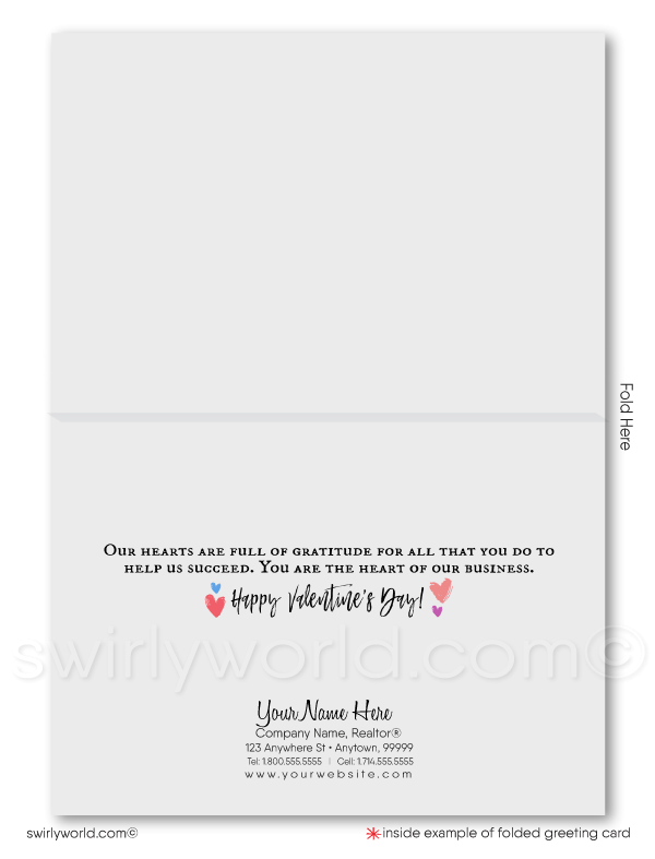 Digital Watercolor Professional Business Valentine's Day Cards for Customers