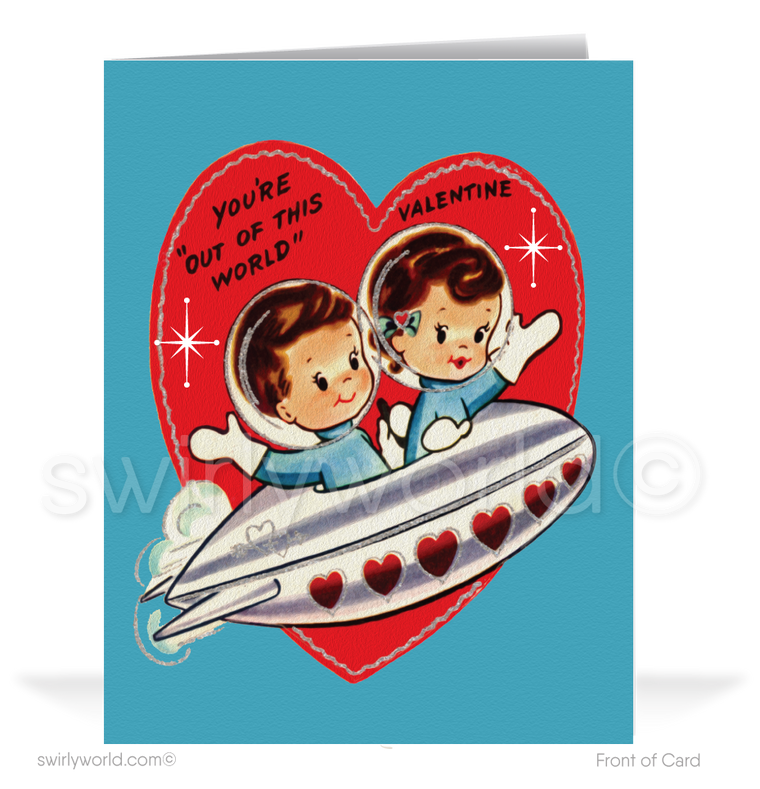 1950s Vintage Retro Mid-Century Boy & Girl Kitsch Valentine's Day Cards