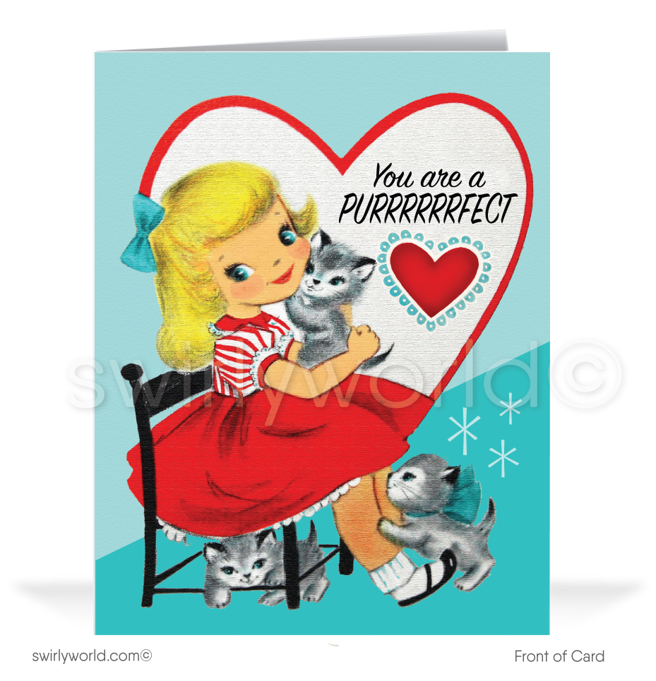 Digital 1950s Vintage Mid-Century Retro Valentine's Day Cards for