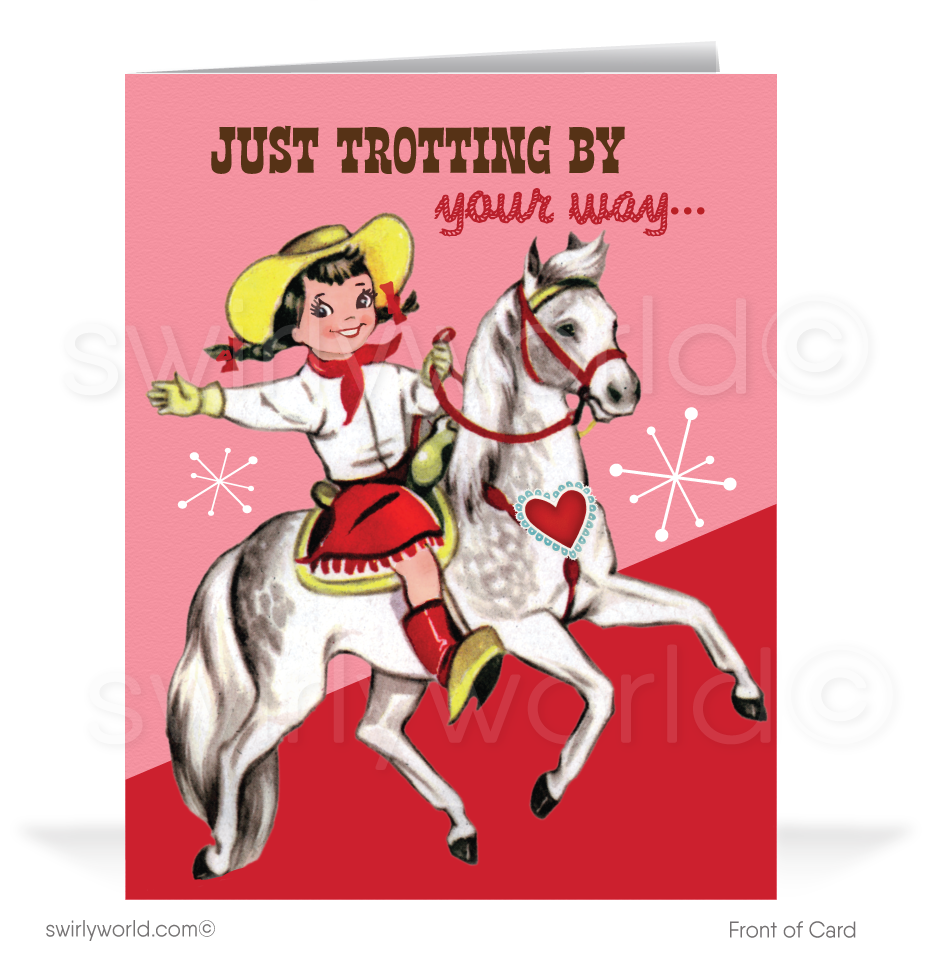 Charming 1940s-1950s Vintage-Inspired Valentine's Day Cards: Retro Western  Cowgirl