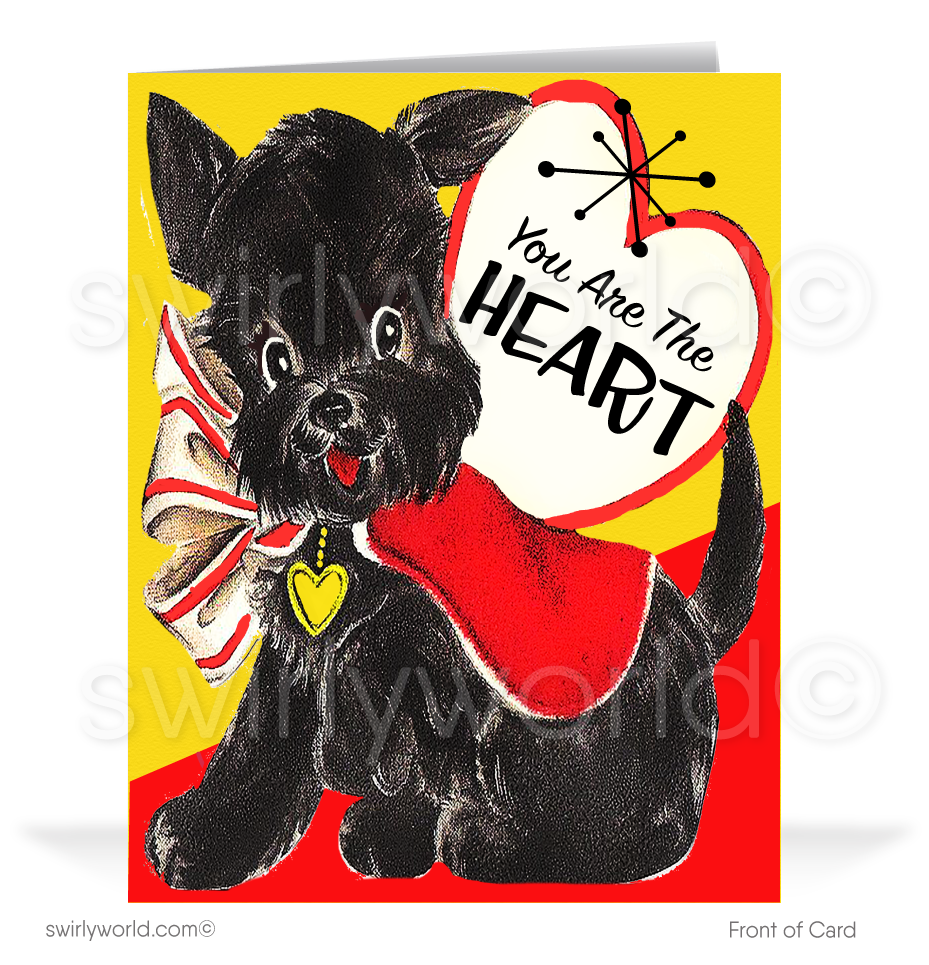 Digital 1950s Mid-Century Vintage Cute Kitsch Puppy Retro Valentine's -  swirly-world-design