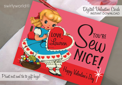 1950s Retro Vintage Girl with Heart Mid-Century Happy Valentine's Day -  swirly-world-design