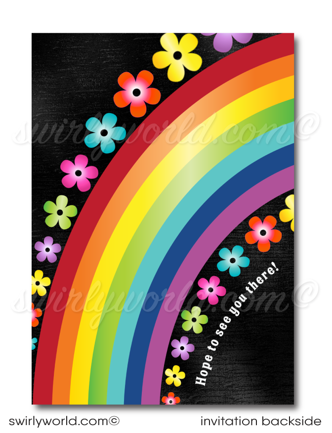 Party City Custom Retro Rainbow Cardstock Photo Invitations Size 5in x 7in